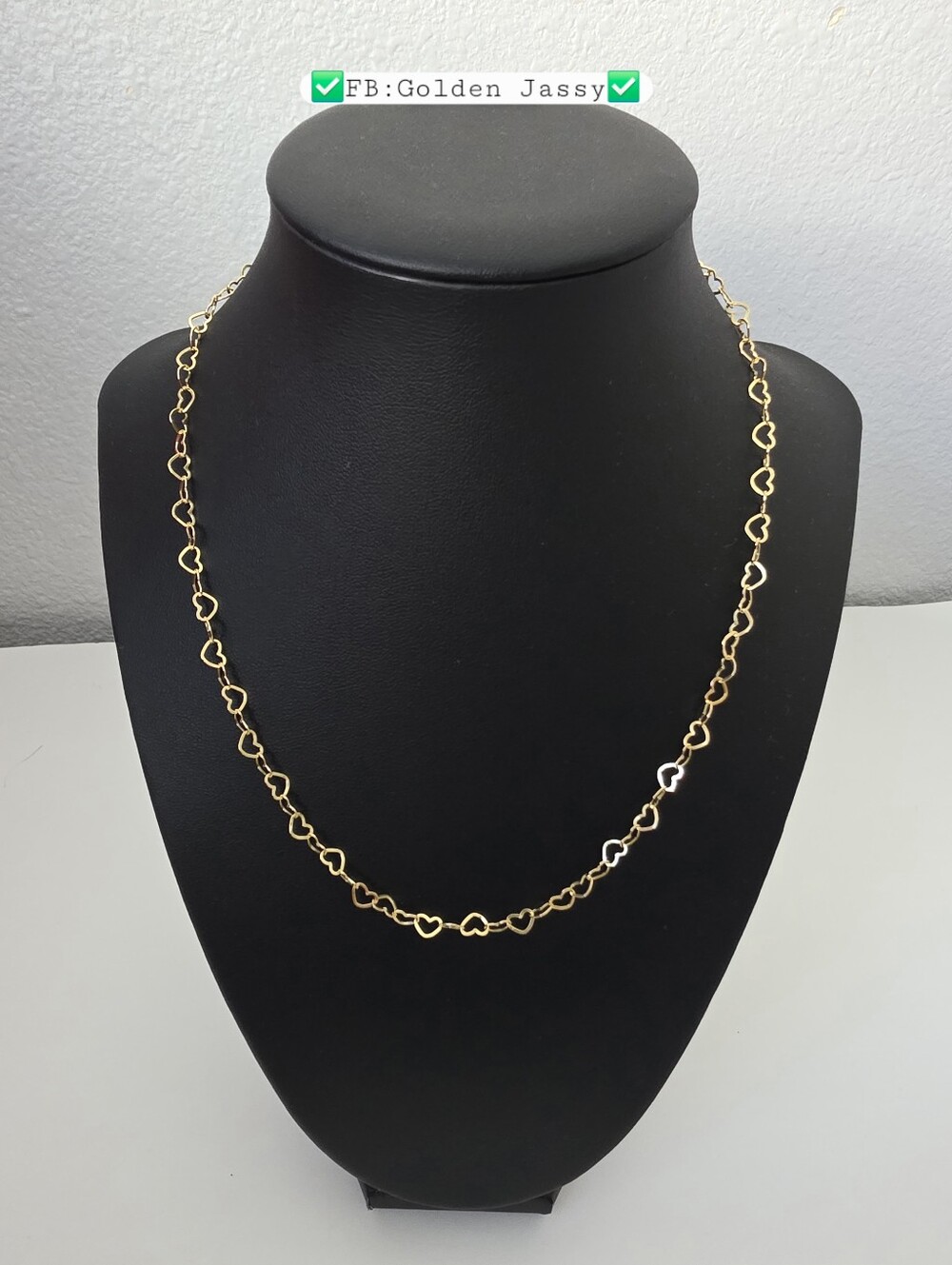18K Real Gold Heart Link Chain 17.5"